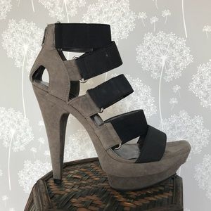 Jessica simpson gray taupe platform heels 8.5